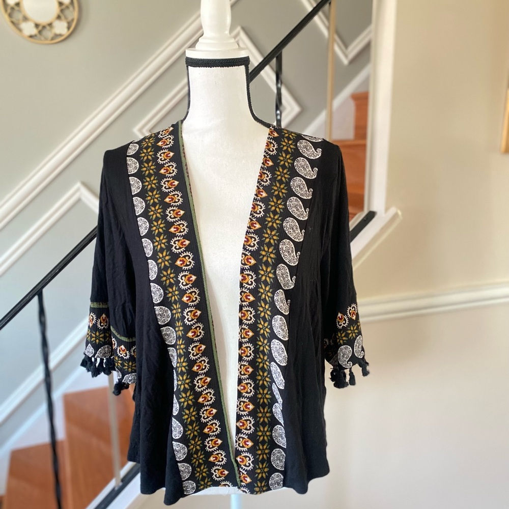 W5 Black floral Cardigan